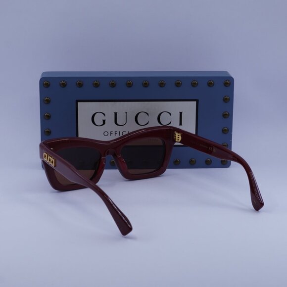 Gucci GG1773SA 002 Cat Eye Sunglasses - Burgundy/Brown - Picture 6 of 12